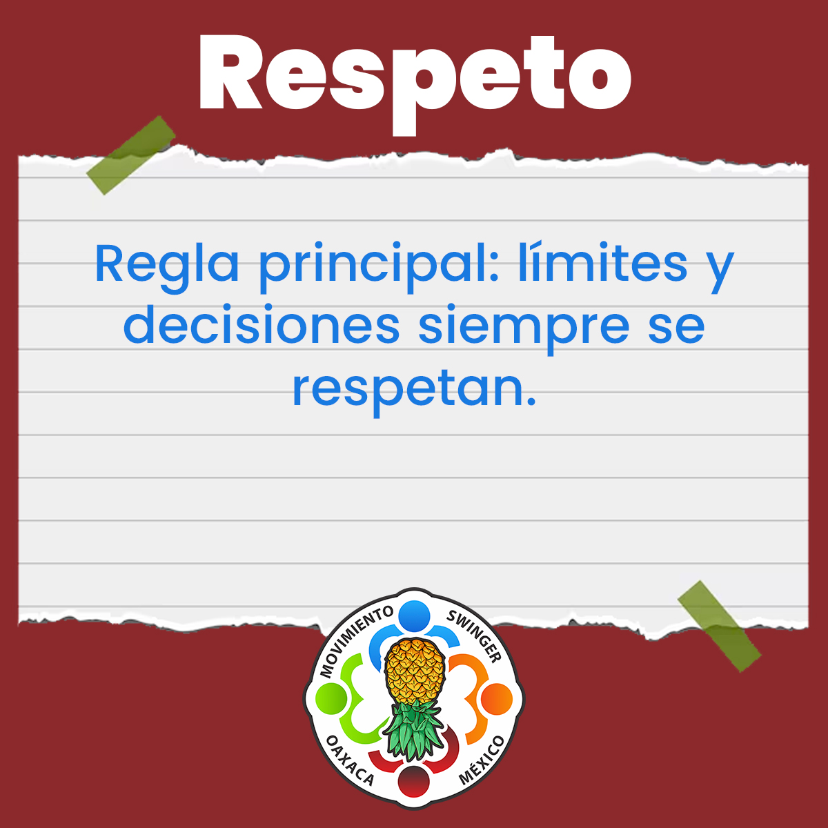 Respeto 
La regla principal en cualquier experiencia:
los límites y las decisiones siempre se respetan. 
Sin presión.
Sin juicios.
Con comunicación y acuerdos claros. 📷📷
Porque el respeto no se negocia… se practica 📷
#MovimientoSwingerOaxaca #Swinger #Sw #Oaxaca