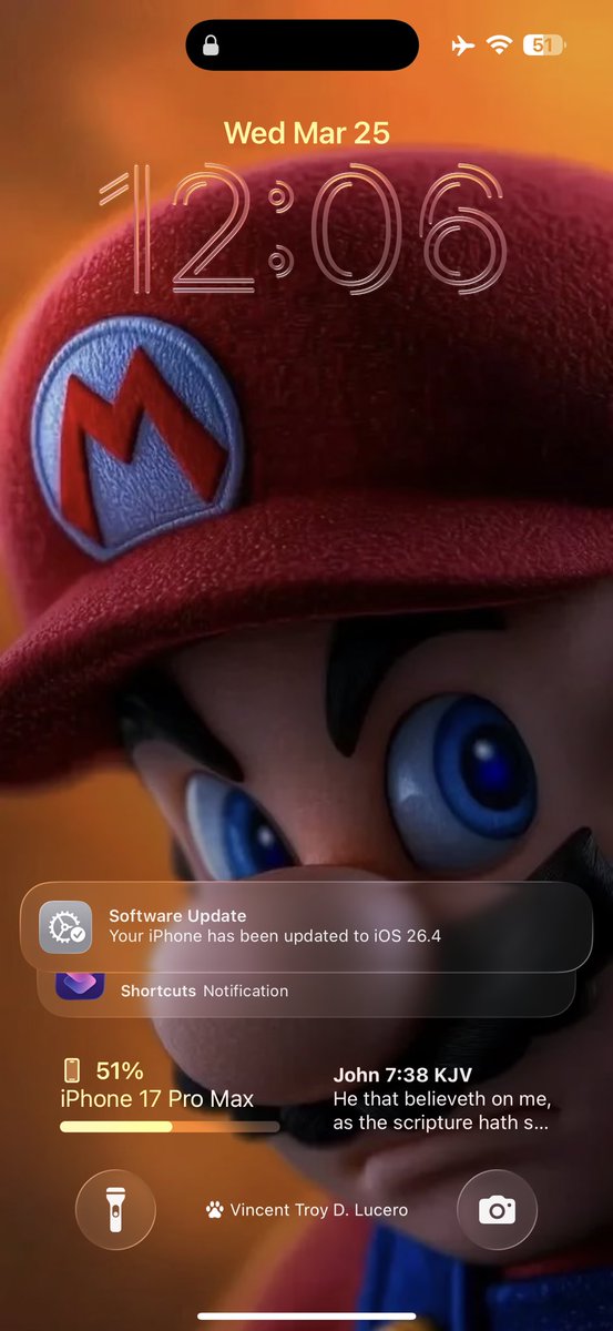 vincentvantroy's tweet photo. iOS 26.4 Software Update done. https://t.co/jQzDZPxvEC