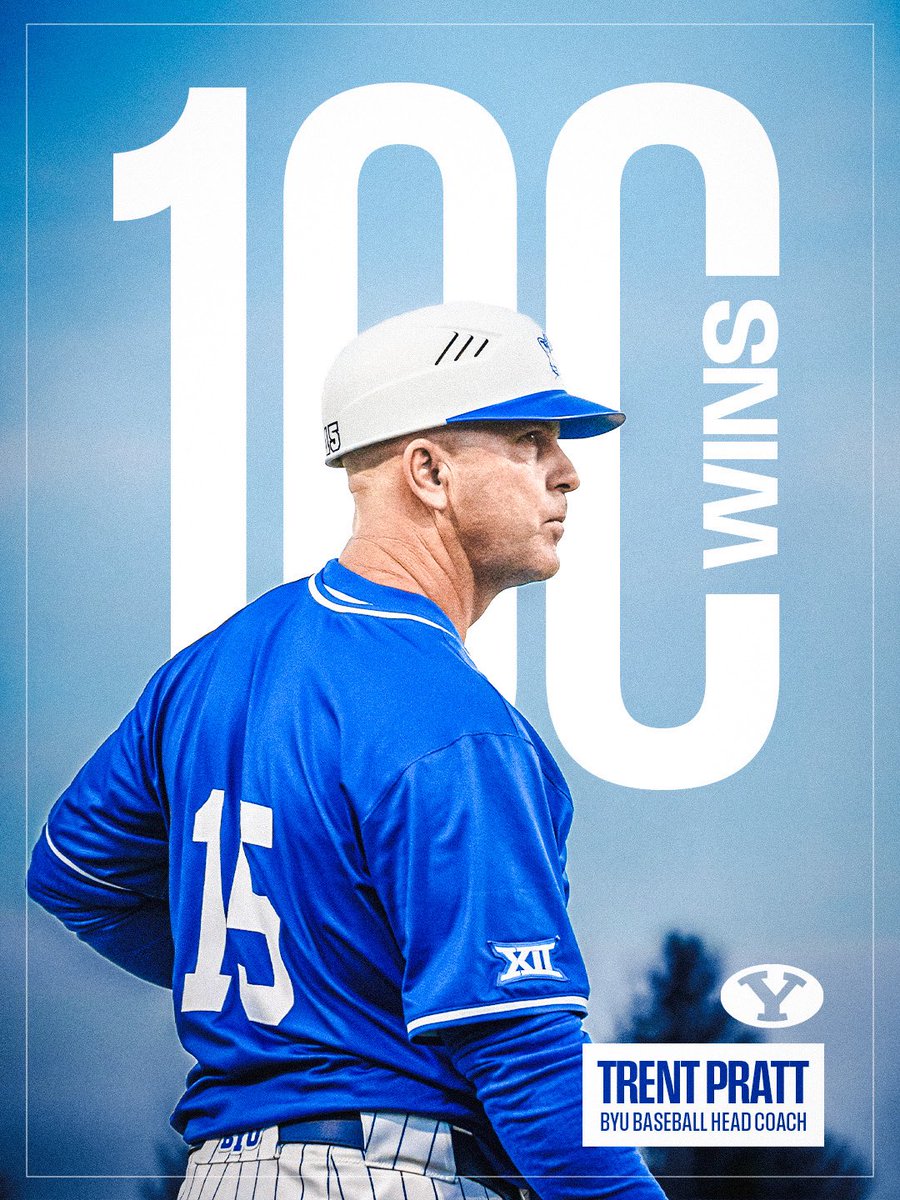 BYUBaseball's tweet photo. No. 100 for Coach🤝 https://t.co/tsLZtyek1D