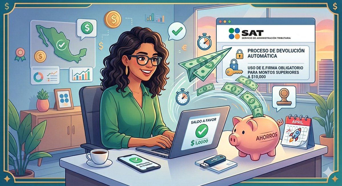 Ale__ST's tweet photo. 🚨 ATENCIÓN

El SAT informó que las devoluciones automáticas de saldo a favor en 2026 se harán en promedio en 4.5 días

Pero ojo:

• Solo aplica si tu declaración no tiene inconsistencias
• Para montos mayores a $10,000 necesitas e.firma https://t.co/hN6j5wrzBi