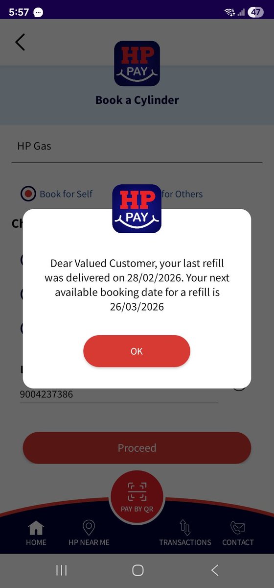 Aashif26's tweet image. Hey @HPCL,I delivered my LPG on February 28th, but when I tried to book a new one, it said I could book on March 26th. However, today it's showing April 5th. I'm running low on gas! Can you please look into this?#HPGas #LPGIssue