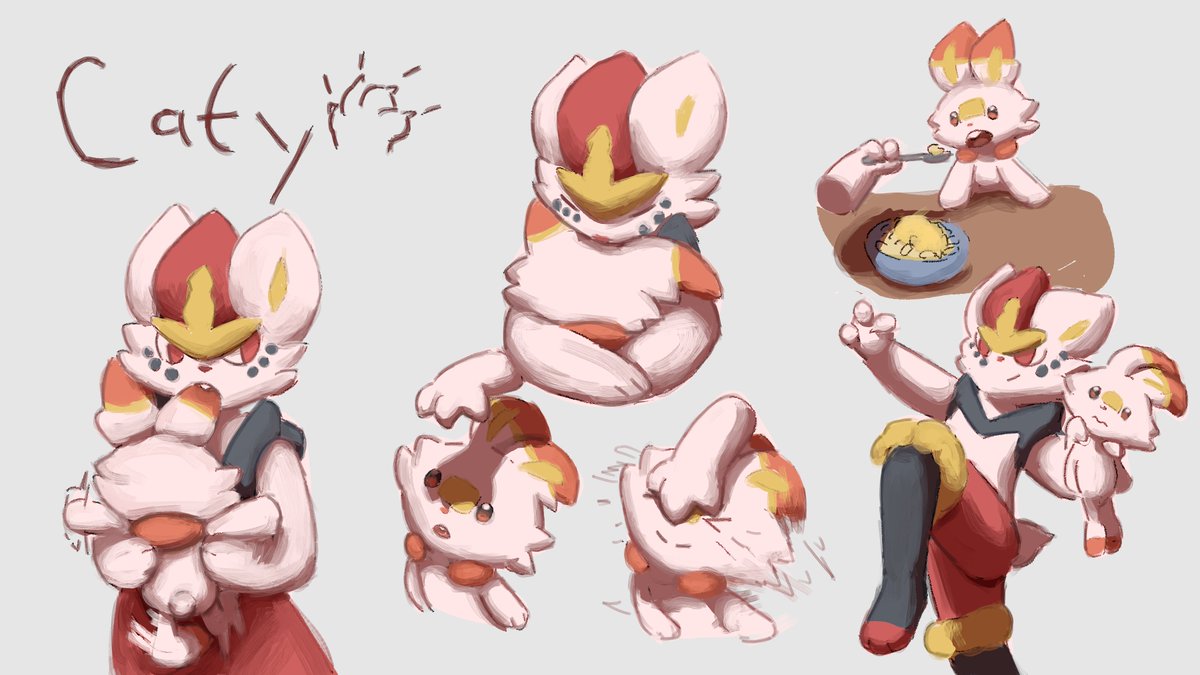 Cataclysm_02's tweet photo. Doodles based on how i treat my new scorbunny plushie :3 https://t.co/W2chTjkYpP