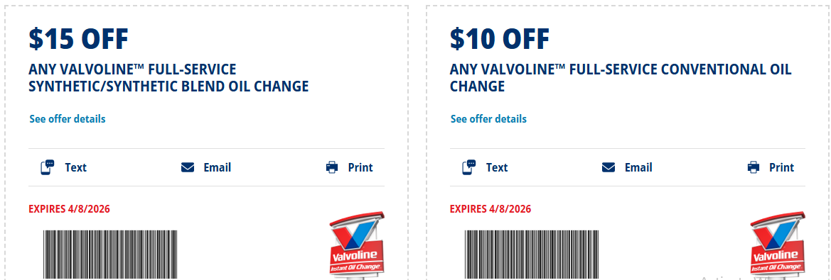 $19.99 Valvoline Oil Change Coupon April 2026 tweet media