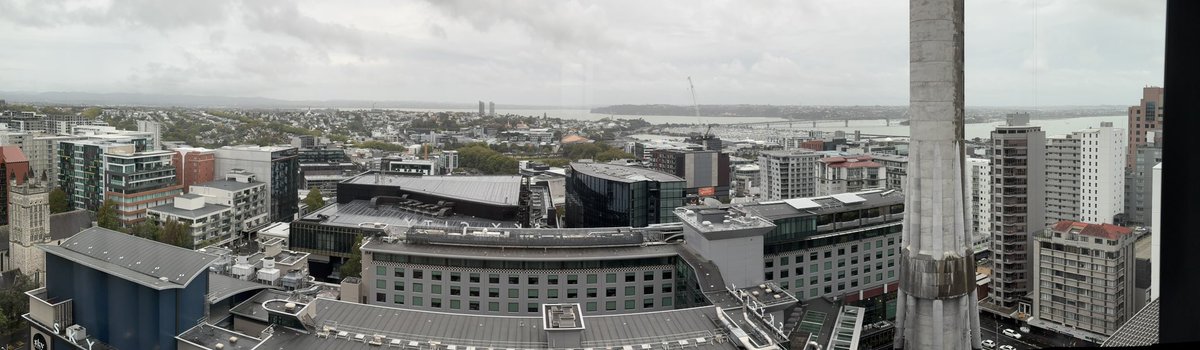 Arrived at my Auckland hotel. Room upgrade thank you very much. Up on the 21st floor though, may need to borrow an oxygen machine 🤣   And it’s raining 🌧️