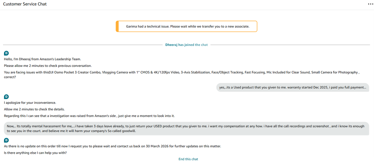 BEINGYOGESH_'s tweet photo. @AmazonHelp This was your response,...@AmazonHelp @amazonIN @jagograhakjago https://t.co/uYhD61o3MF