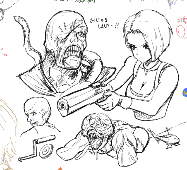 ammo_illust's tweet photo. バイオハザードの絵チャ　してきました。ガチの人ばかりで緊張しました。 https://t.co/MIy5uT8ycB