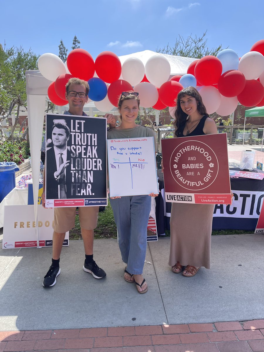 EmmaSpirescu's tweet photo. Such a successful day on campus advocating for the unborn 💖
 Our CSULB @tpusastudents teamed up again with @LiveAction to spread awareness and share the message of choosing life 🙌🏼 https://t.co/bE4WTGr0lT
