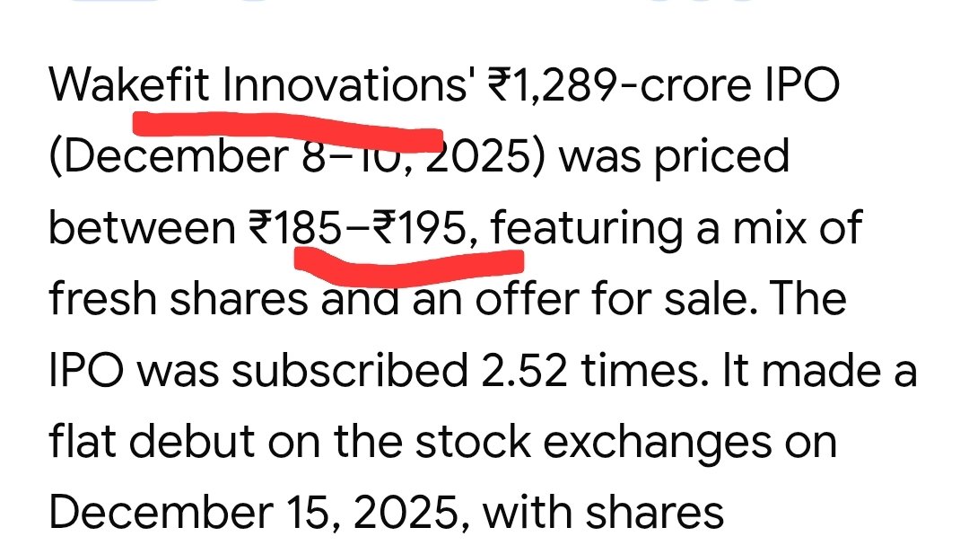stockguruindian's tweet image. Big huge reputed company Wakefit Innovation #IPO price and #CMP 🤣 when opportunity available but fund blocked 😂 so sit with Cash only. Many opportunities r waiting. @Apurva1406 Raascap told few months ago to sit with Cash when PM &amp;amp; HM told Sensex will cross 🚀1L #pennystock
