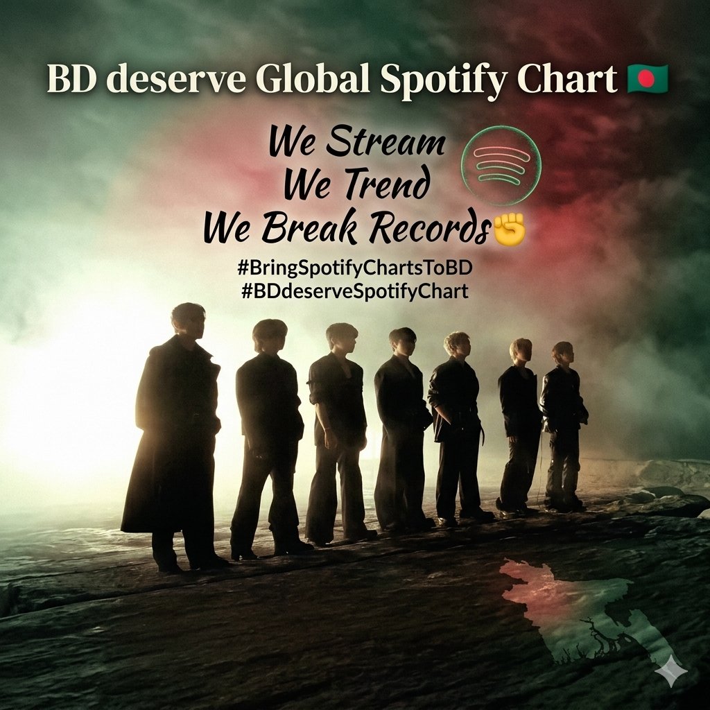 ot7_aura's tweet photo. If Spotify Charts are introduced in Bangladesh, it will encourage more streaming and help the platform grow even more in this region. @spotify @spotifycares #BDdeserveSpotifyChart #BringSpotifyChartstoBD https://t.co/OzUgIQqxGN