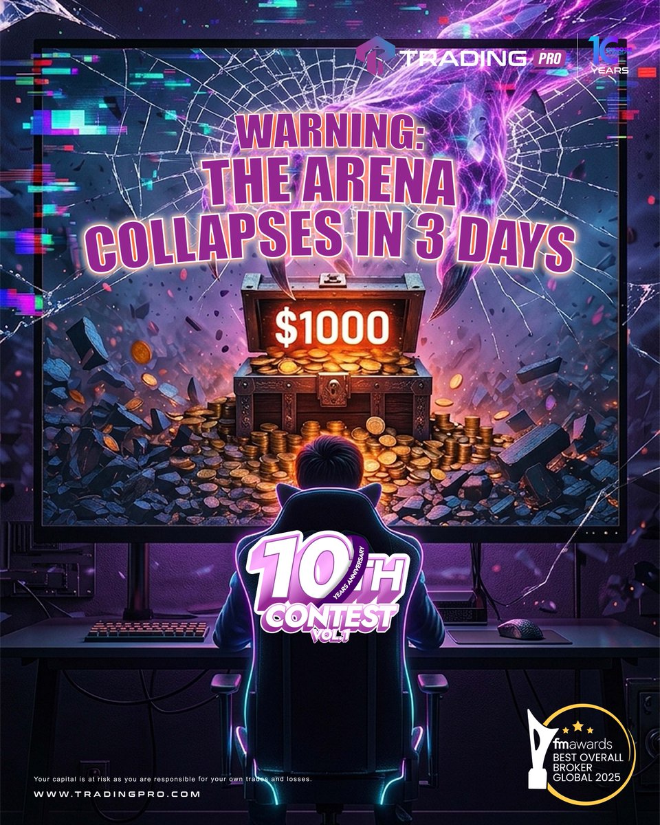 𝟑 𝐃𝐀𝐘𝐒 𝐋𝐄𝐅𝐓. 𝐅𝐈𝐍𝐀𝐋 𝐁𝐎𝐒𝐒 𝐋𝐄𝐕𝐄𝐋. ⚔️

The $1000 prize pool is within reach. 💥💰

Rankings are not final yet. One trade can change everything. ⚡

Three days. One decision. 🎯
tradingpromarketing.com/10thYearsTradi…

#FinalCountdown #TradingPLUS #HighStakes #Trading