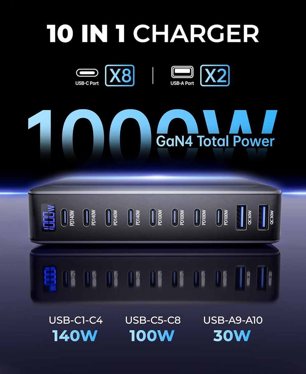 mx_electronics's tweet photo. Built for desks that do it all. โก
10 ports. 140W PD. No waiting.
The MX GaN Charging Station keeps every device powered, all at once.
Explore more: https://t.co/LExpagK88O
#USBC #FastCharging #GaNCharger
#TechUpgrade #PowerUp
#NextGenTech #SmartCharging
#ChargeFast #ModernTech https://t.co/IbsP9BPS9v