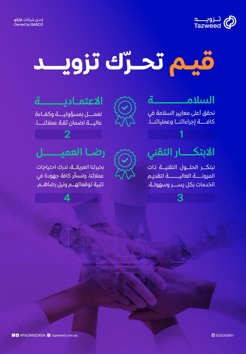 Tazweedksa's tweet photo. #تزويد، قيم راسخة..
ليكون الإمداد أسرع، وأدق، وأكثر أمانًا. https://t.co/ZMR8EpVO3A