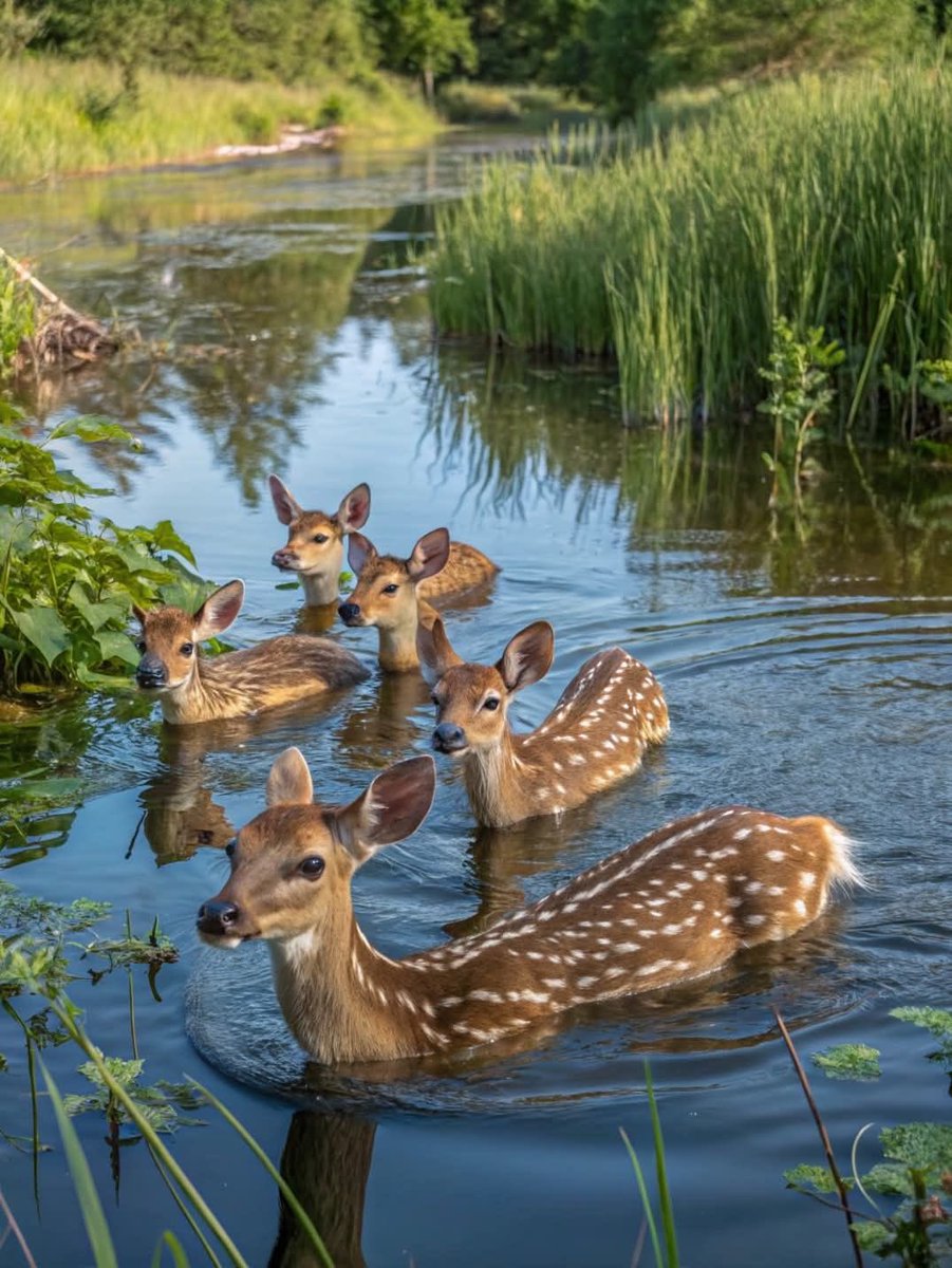 apriliosluxury's tweet image. A serene morning swim through the looking glass. 🦌✨

Is there anything more enchanting than a family of deer drifting through still waters?

#naturecore #forestmagic #aesthetic #moodboard