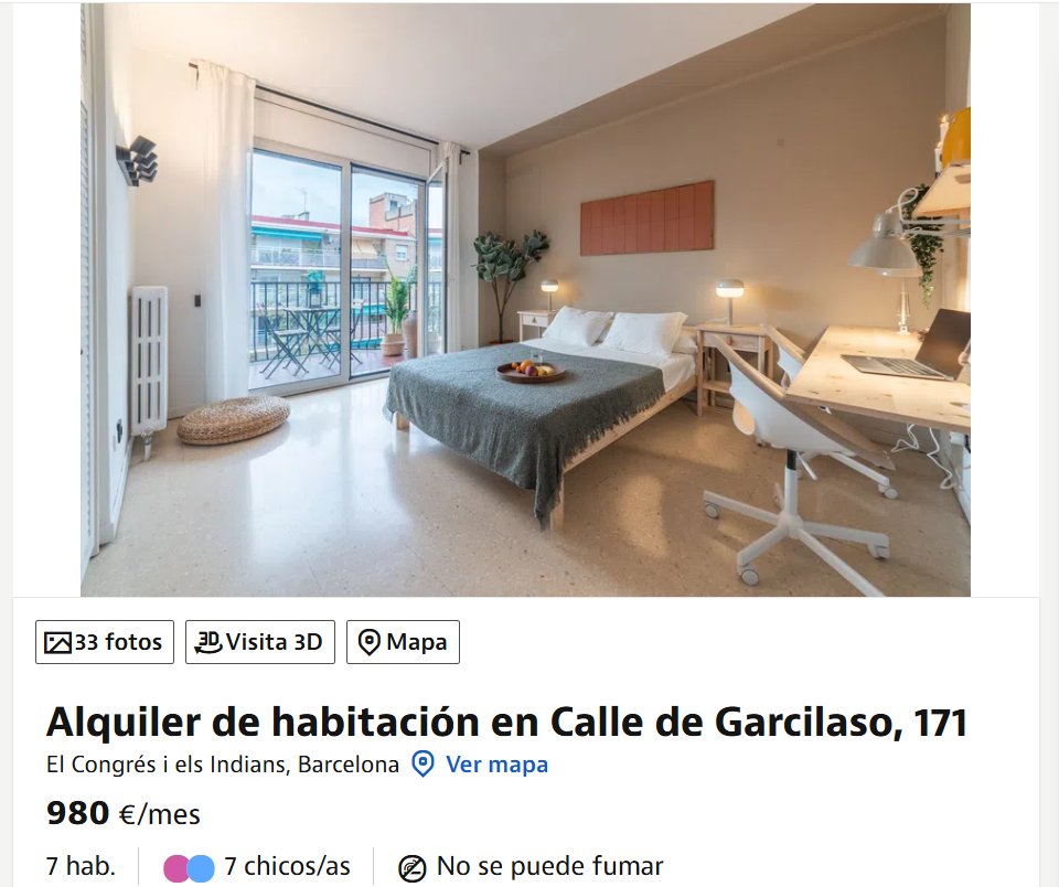 josep_moragas's tweet photo. Igual que en els cas del bloc de Sant Agustí, les empreses de 'coliving' posen habitacions a 900-100€ cobrant serveis extres en els contractes. D'aquesta manera esquiven el topall, desgranant els serveis i elevant els lloguers de curta temporada.

https://t.co/vew7nYdgrC https://t.co/mQ0VNguQIk