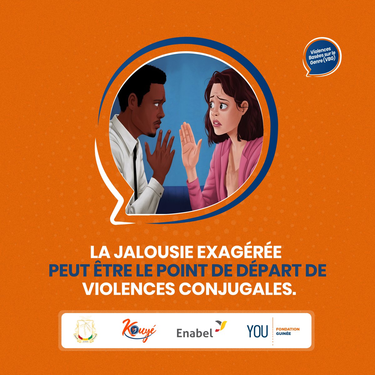 youfgn's tweet photo. 𝗠𝗮 𝘃𝗼𝗶𝘅, 𝗠𝗼𝗻 𝗰𝗹𝗶𝗰, 𝗠𝗼𝗻 𝗯𝗶𝗲𝗻-𝗲̂𝘁𝗿𝗲 !  

Parfois, cela commence par une simple scène de jalousie.  C’est pourquoi nous devons apprendre à repérer les signaux des violences basées sur le genre   très tôt pour protéger nos vies.  

#pnbaj #enabel #StopVBG https://t.co/q5nSOZo9sg