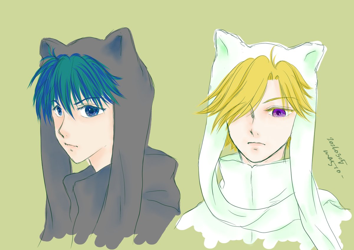 1枚の絵に集中すると飽きちゃうから、だいたい何枚かの絵を並行して描いてるんだけど、たまたま残り1枚になっちゃって合間で描いた、らくがきにゃーを出しとく
新しい妄想のお題ができたんでね✨
（しかしオジのハードル高い）
#当征