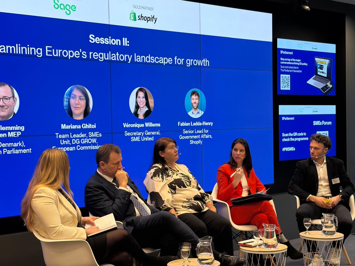 SMEunited's tweet image. EU is home to 26.17M companies, 24.5M with &amp;lt;10 employees. Yet rules are often designed for 44,358 large firms. SMEs don’t want exceptions – they are the majority &amp;amp; should be the rule. SMEunited insists on turning #ThinkSmallFirst into practice - @VCWillems at @Parlimag #SMEsForum