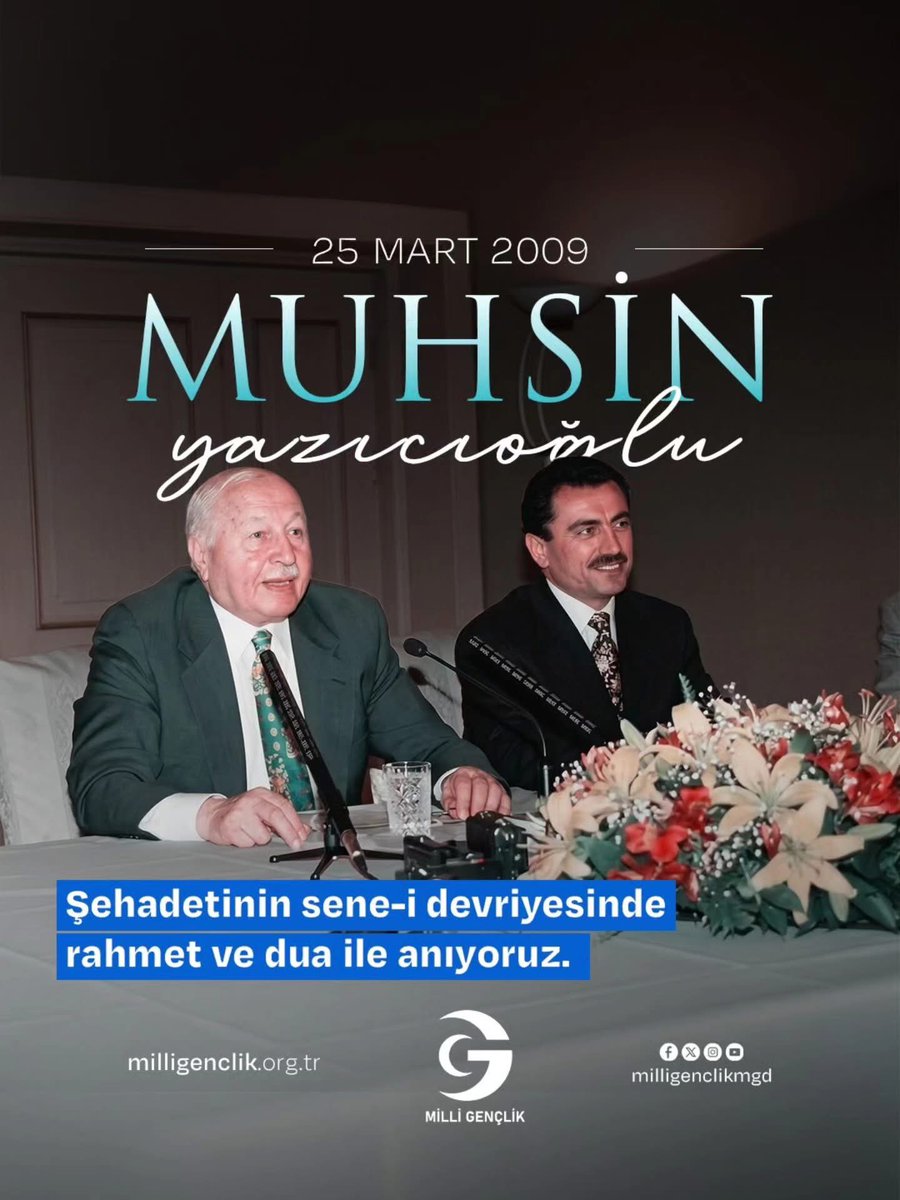Ömrünü milletine hizmete adamış yiğit dava erinin şehadete yürüyüşünün yıldönümünde rahmetle anıyorum. Mekânı Cennet, makamı âli olsun.