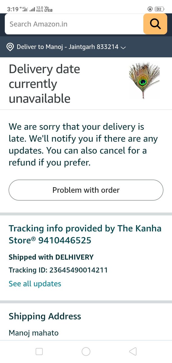 Sawan142's tweet photo. @amazonIN I want my refund asap.I have ordered this product.First they say that it will be delivered on 17 march after that they say on 21 march.Thereafter between https://t.co/NleQ3uAnzf, showing this(below).What the hell is going on?I want my refund. https://t.co/SKvxWslMfY