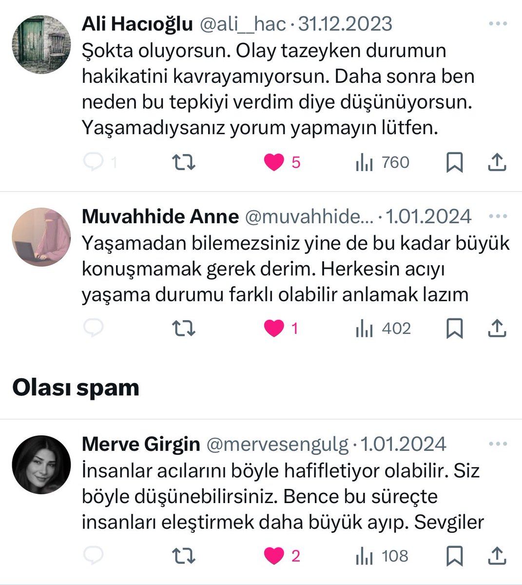 wahrsche's tweet photo. Yorum ve alıntılardan bazıları bu. Bana yalnız olmadığımı yaşadığım ve yaptığım şeylerin bu kadının gözünden gerçekten doğru olmadığını düşündürttü. Allah sizleri korusun. 💚 https://t.co/fIjkilai1u