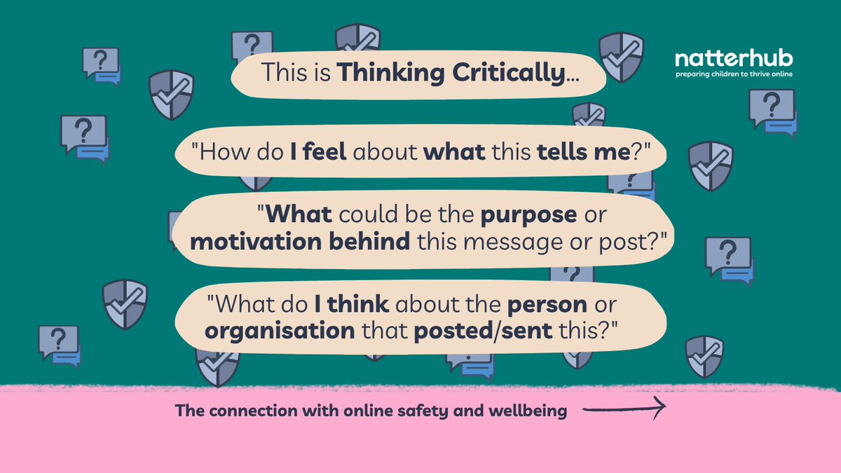natterhub's tweet photo. Why do we keep talking about the importance of developing children's critical thinking? And what's it got to do with online safety and digital literacy? 🤔 Here's a really short explanation  👇 https://t.co/bJ3HdcVYpM