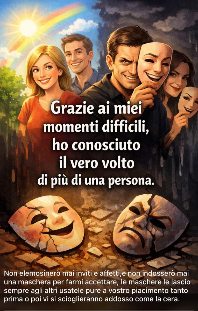 I giochi e i giochetti sono terminati per tutti, i vigliacchi che si celano dietro le maschere capiscano che le maschere possono squagliarsi come la cera il tempo svelerà tutto! #pensieri