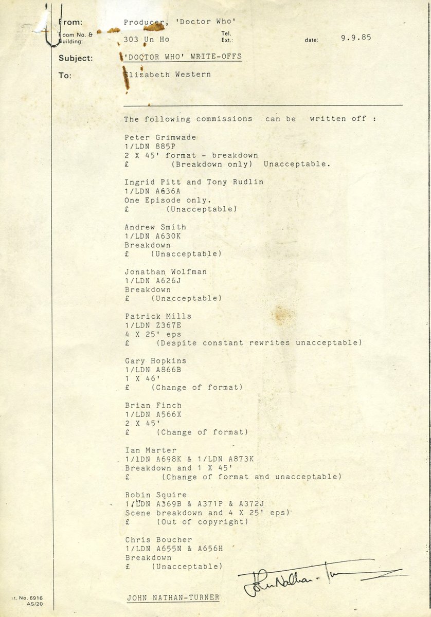 List of writers whose scripts were rejected for various reasons (late ...