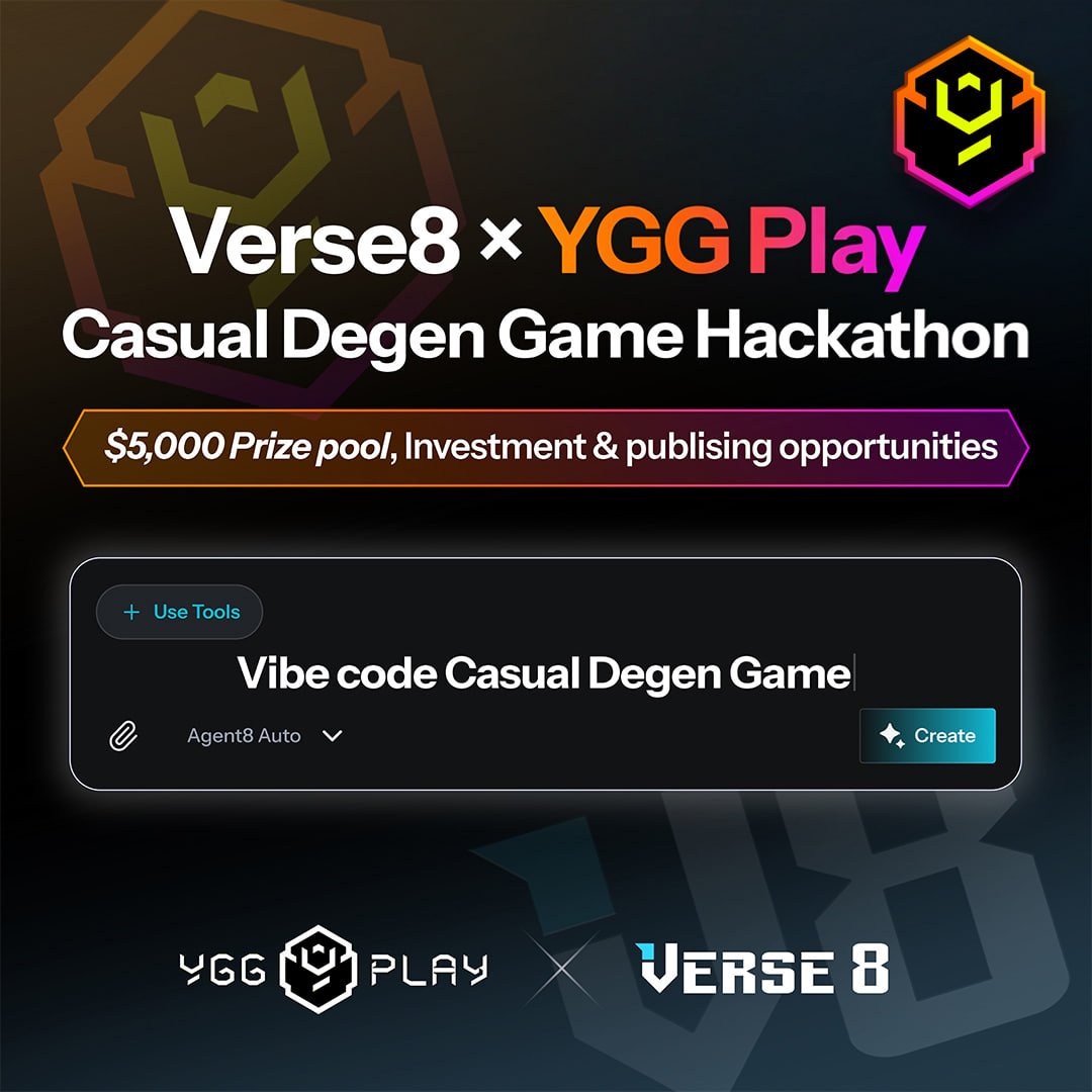 YGG × Verse8 workshop just started. 🔴 Build a game in 30 min — no code ...