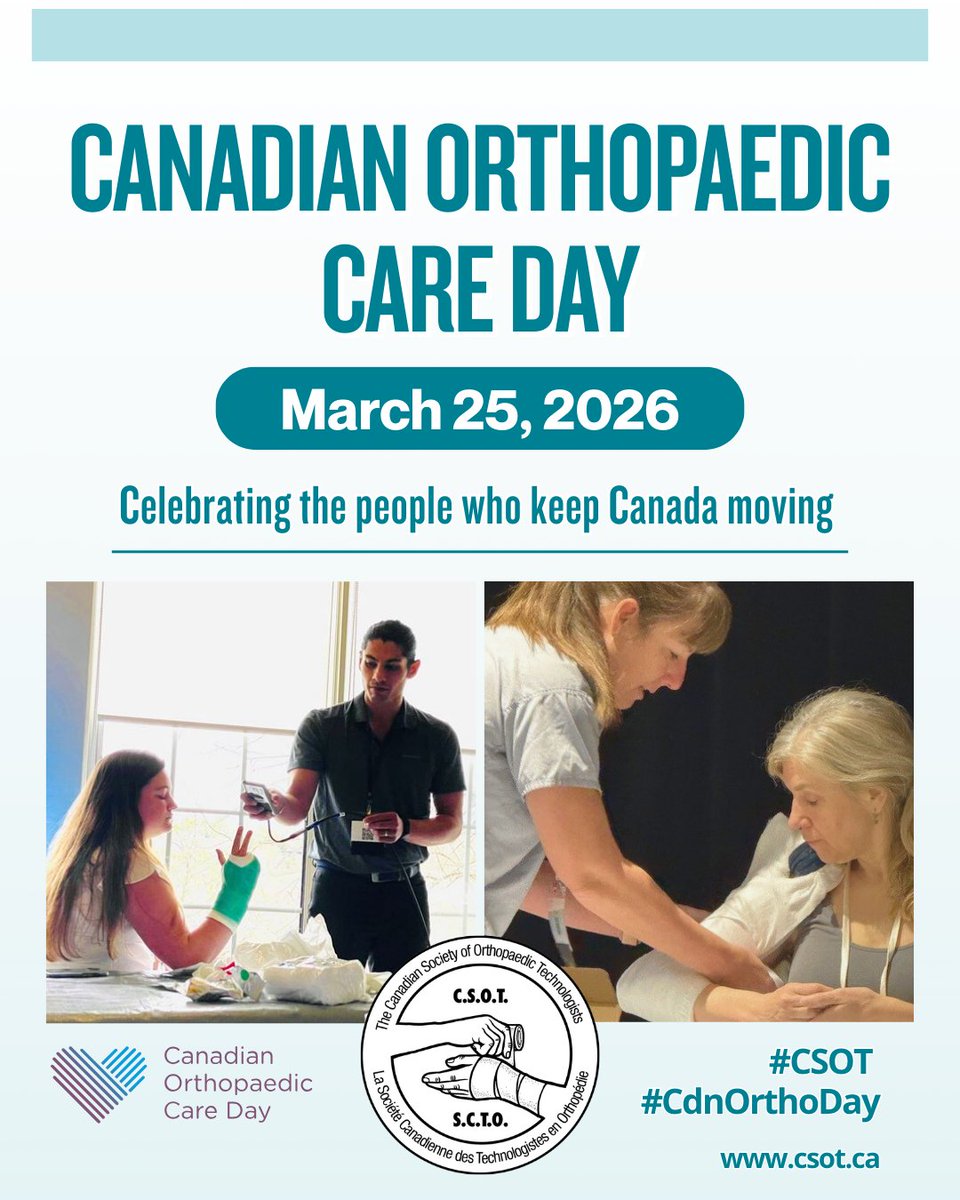 _CSOT's tweet photo. Join #CSOT in celebrating the Fifth Annual Canadian Orthopaedic Care Day 2026: ‘A Day in the Life’! For more information, please visit https://t.co/j5iCpw03kl

#CdnOrthoDay #OrthoCareCanada https://t.co/OrfhymXZHB