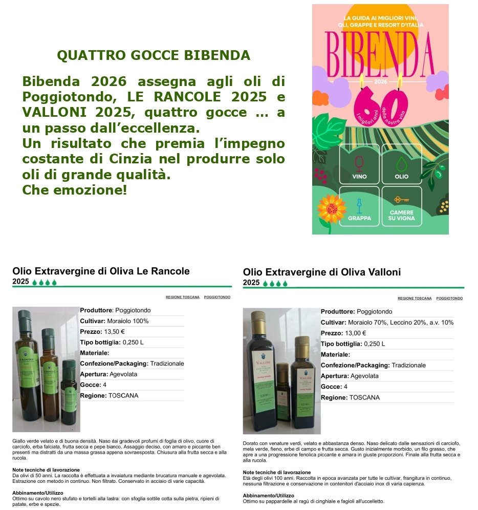 Poggiotondo's tweet image. 4 gocce Bibenda agli oli di Poggiotondo

#olioextraverginedoliva #lerancole #valloni #poggiotondo