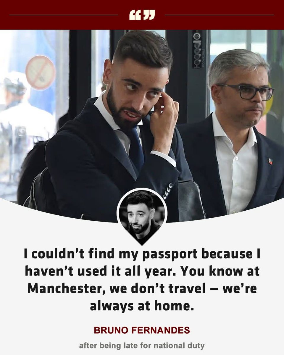 Nick15374084's tweet photo. 🎙️ Reporter: “Bruno, you reported late for national duty. Any issues?” https://t.co/ZXJASRSUPu