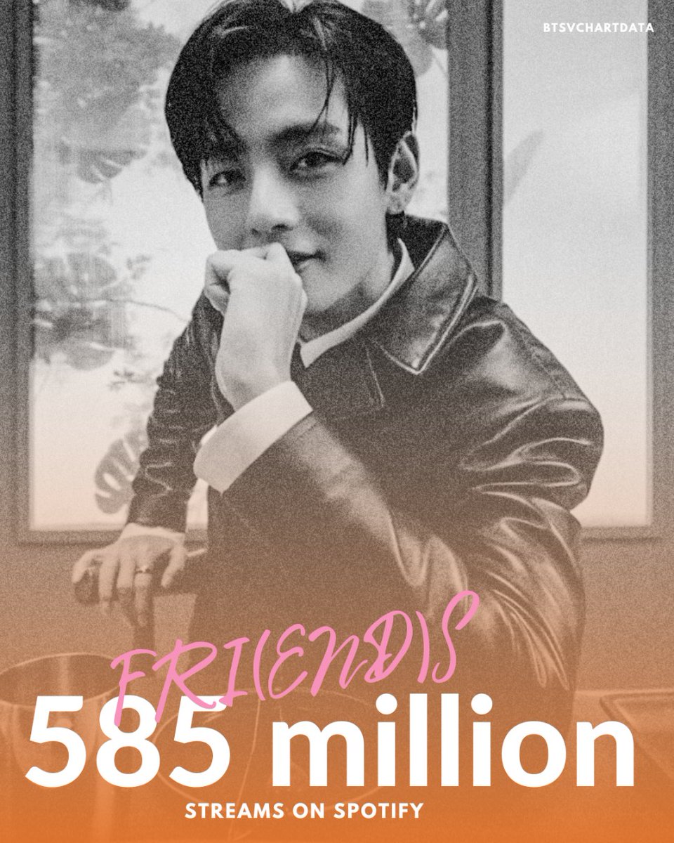 BTSVChartData's tweet photo. FRI(END)S by V has surpassed 585,000,000 streams on Spotify! https://t.co/MqpBflEZwT