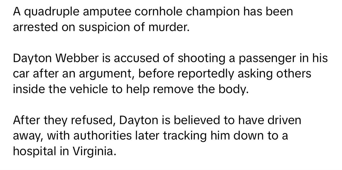 The cornhole champion to murder suspect pipeline is a path I didn't see coming for 2026😂