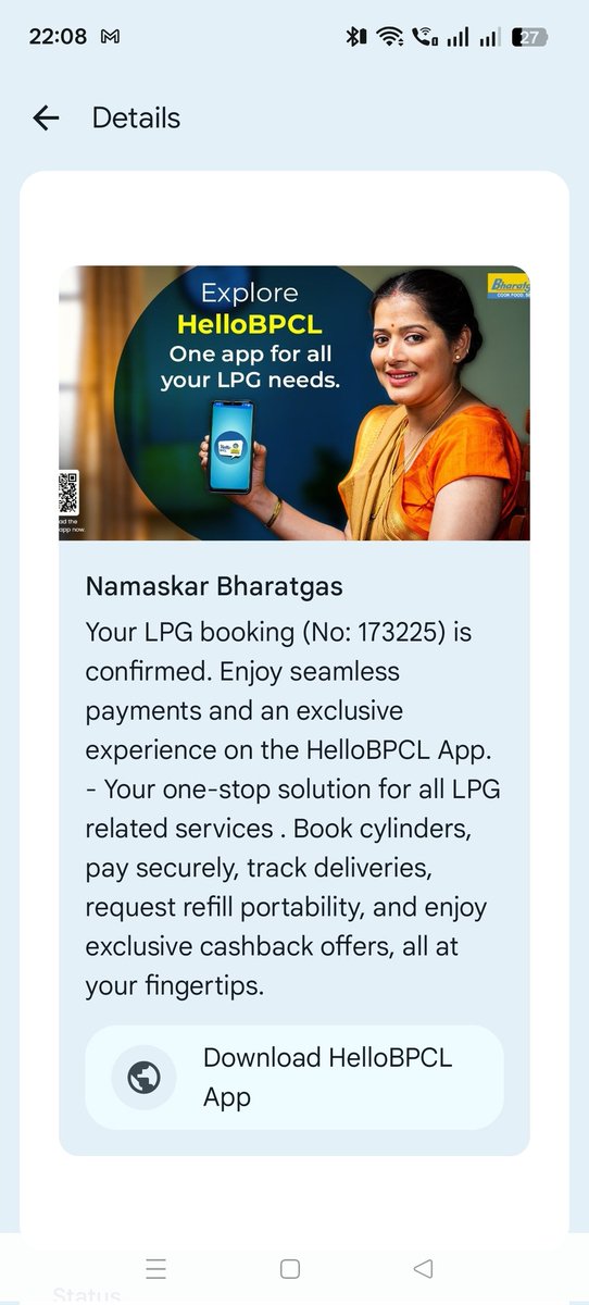 raaz0013's tweet photo. @BPCLimited @Bharat_Gas @cmohry My BharatGas cylinder booking was done on 18 March.
System shows delivered on 20 March but I have not received the cylinder.
Location: Taraori, Karnal, Haryana.
OTP was not shared with anyone.
Please resolve this issue urgently. https://t.co/onS4g7dAHQ