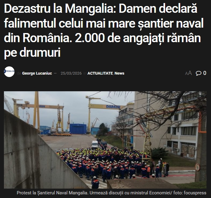 mariandidthis's tweet photo. #Mangalia #Damen #Concedieri #Romania #USR #PSD #PNL #UDMR #Faliment #Bolojan #Politica #Economie #Incompetenta 

⚠️ Damen Mangalia - cel mai mare șantier naval din România - a intrat în faliment. 2.000 de angajați rămân pe drumuri. 

Statul deține 51% din acțiuni și a reușit să distrugă complet un colos industrial prin incompetență, hoție și lipsă totală de viziune.

Unde e responsabilitatea pentru distrugerea unui sector strategic?

Rușine guvernanților care au ucis Mangalia. 👇