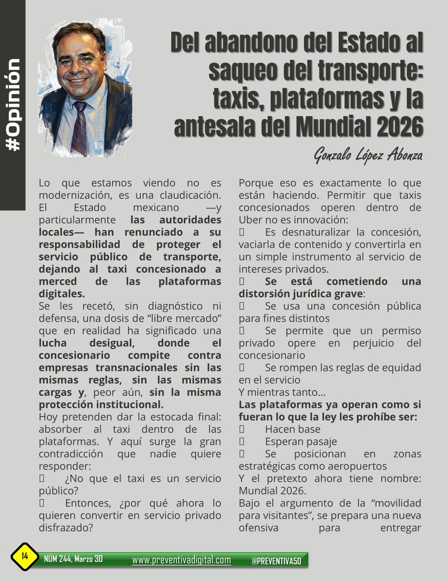 G_L_ABONZA's tweet photo. #Uber, plataformas… y un Estado ausente 🚖👀
Les dejo mi columna:
🚨 Del abandono del Estado al saqueo del transporte 🚨
Lectura obligada si quieren entender lo que viene rumbo al 2026…
📎 https://t.co/By7toG0pLm⁠� https://t.co/FBcRX2Ze55