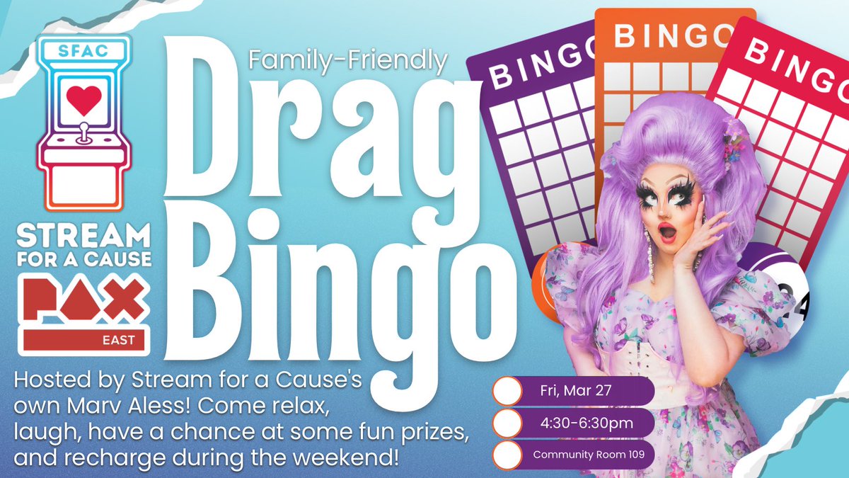 Streamcause's tweet photo. Not able to attend #PAXeast? Make sure to follow us over on the purple app where (hopefully 🤞) we will be able to stream Drag Bingo and the Pokeslay Show!

https://t.co/xvieZ6WEpi https://t.co/OWiDkXDHU7