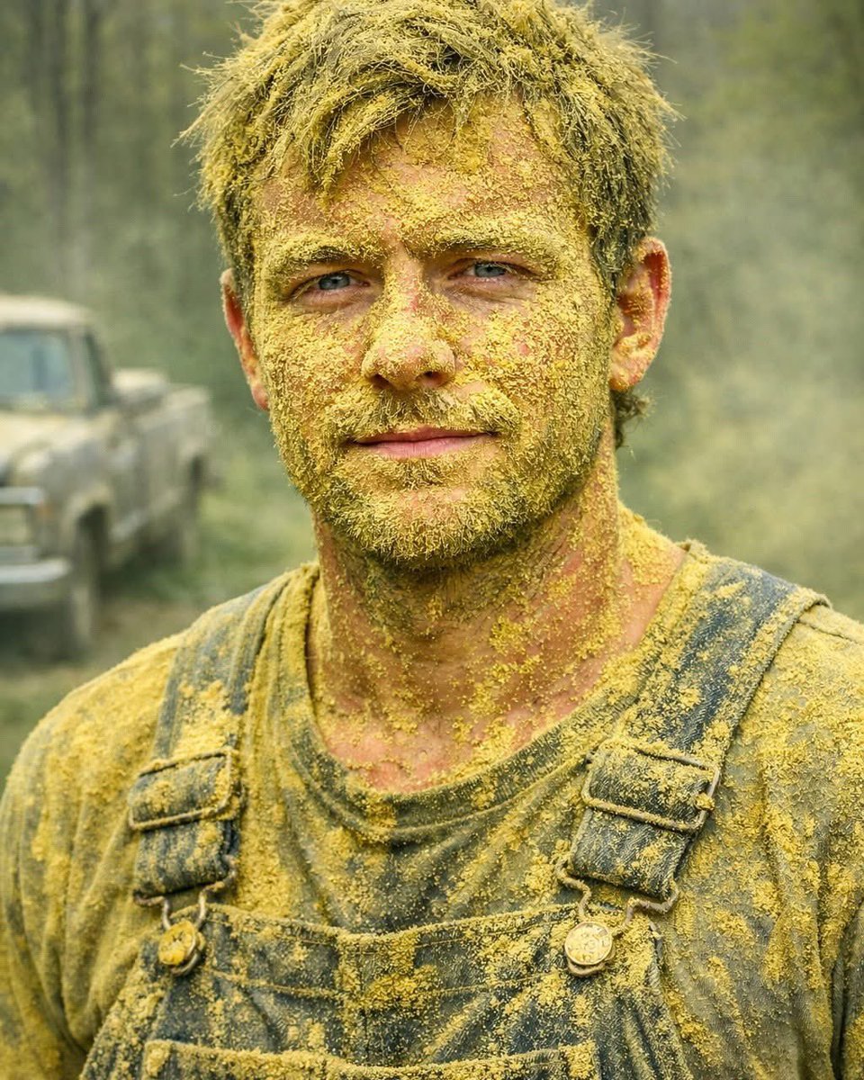 JamesHu27192912's tweet photo. We break to a live look at the average North Carolinian during #Treegasm 2026. This isn't even the apex of pollen season yet. Another reason to not move to #NC . https://t.co/x9wYaq15yw