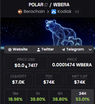 $POLAR better fill bags before upcoming changes 

ca: 0x51A7688ca5B142456f4C8D44513433485bF599E9

you can use <a href="/Rabby_io/">Rabby Wallet</a> to bridge from all EVM to $BERA 

I will run this till milly and over 😉

#AI #POLAR