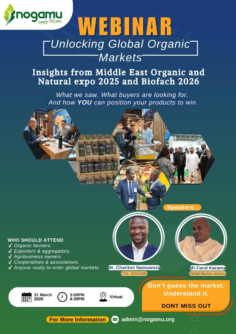 From Local to Global.
Organic demand is growing fast.
But many producers lack market insight , so quality products stay overlooked.
Let’s change that.
📅 31 March | ⏰ 3PM | Zoom
lnkd.in/dwbhN-f7
#OrganicAgriculture #AgriBusiness #NOGAMU