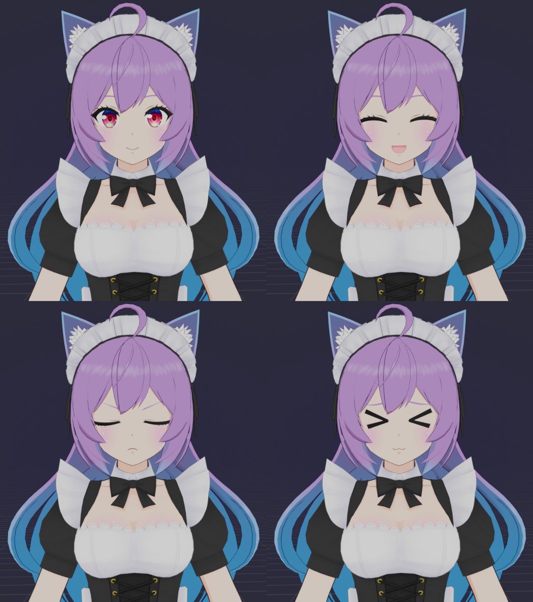 ケモ耳メイドに一通りのモーフを付けました。

#Blender