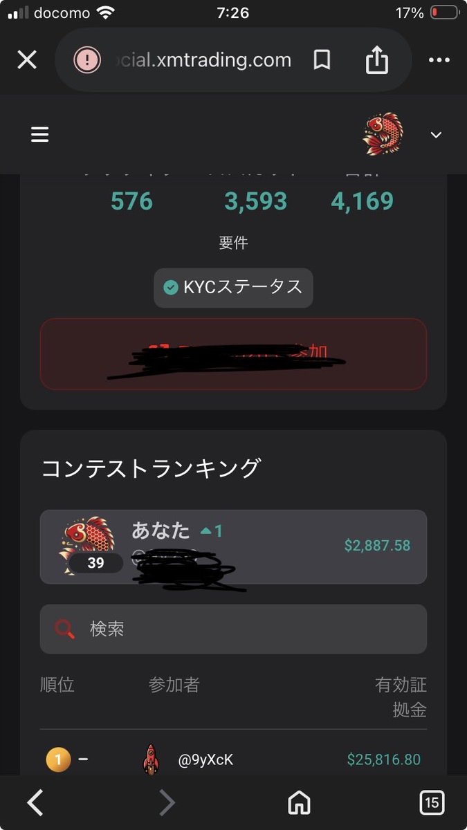 KUROFX5's tweet photo. XMのデモコンテスト。
39位でフィニッシュ？
昨日の夜から更新されてる気配��いし、XMから何もアナウンスが無くてギリギリでまくられてたら残念だけどとりあえず予祝しておく🎉 https://t.co/G1YI1N6I5u