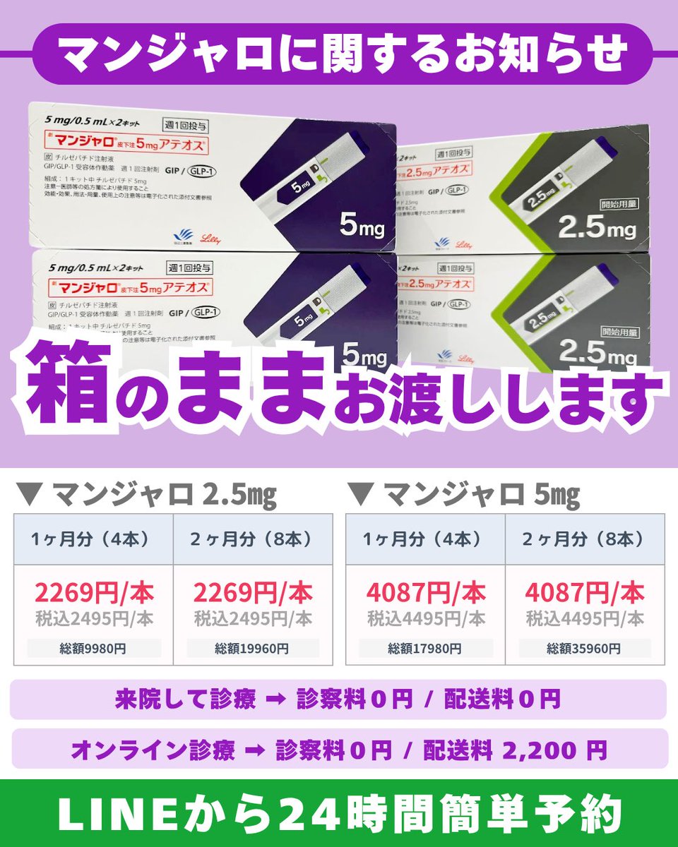 マンジャロに関するお知らせ】 これまで当院では転売防止の観点から 
