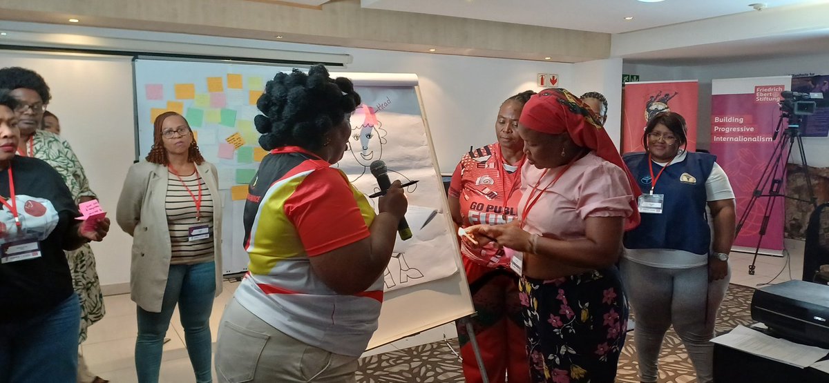 _cosatu's tweet photo. #COSATUFeministSchool participants are conceptualizing wayforward to implement gender campaigns in their respective trade unions and strengthen the gender structures @FES_SouthAfrica @UN_Women #TransformativeChange #FESSouthAfricaFeministSchool https://t.co/Y5cmLuK5nn