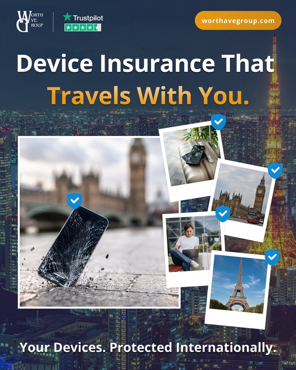 worthavegroup's tweet image. Our device insurance plans include worldwide coverage – so you’re protected wherever you go! 🌍 Visit worthavegroup.com/product to get started!
#deviceprotection #laptopprotection #tabletprotection #phoneprotection