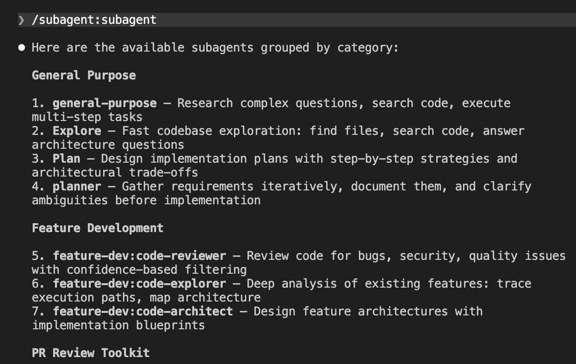 Just added a new subagent command for Claude Code which lists all the ...