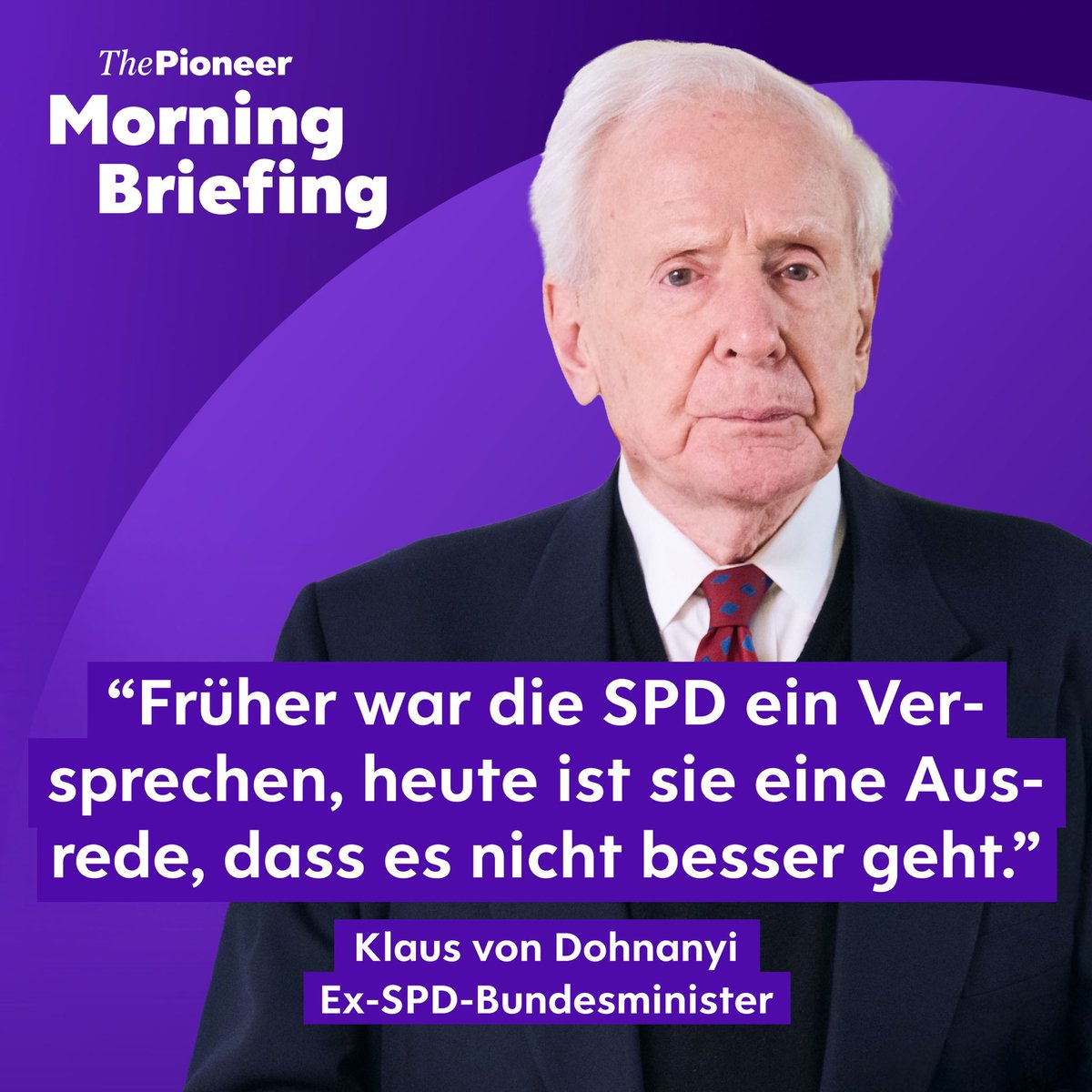 „SPD-Führung arbeitet an einer Reparatur der Vergangenheit und nicht an einem Aufbau für eine neue Zeit."

Klaus von Dohnanyi, 97 Jahre alt, SPD-Urgestein und Bundesminister a.D., spricht mit Gabor Steingart über die Probleme seier Partei.

thepioneer.de/promo/oQDbgIpd…