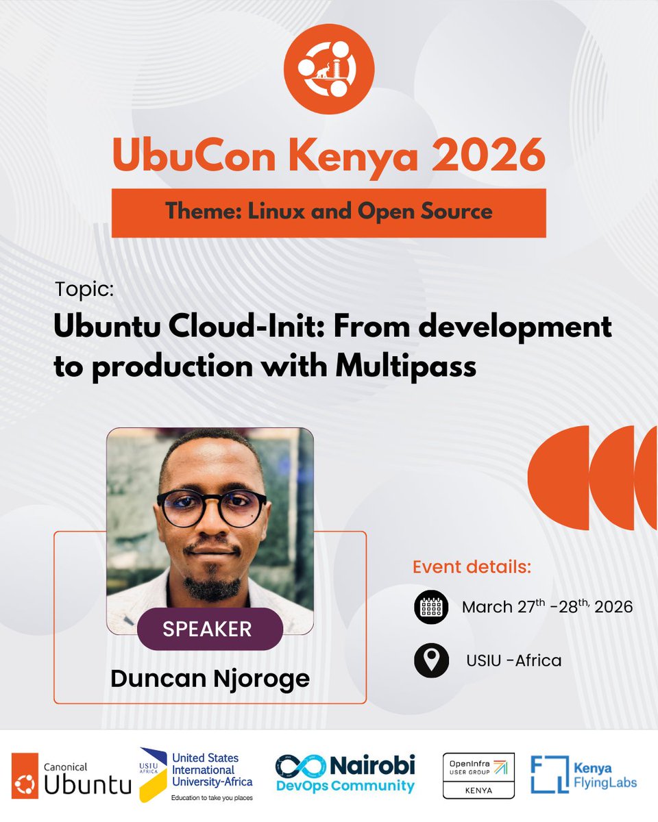 UbuconKenya's tweet photo. Introducing Duncan Njoroge, a cloud specialist.  Duncan will be speaking at @UbuconKenya 2026.

#UbuconKenya2026 https://t.co/yfr7lvXeF3