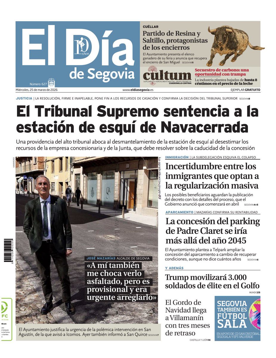 ‘El Tribunal Supremo sentencia a la estación de esquí de Navacerrada’ // ‘A mí también me choca verlo asfaltado, pero es provisional y era urgente arreglarlo’ 

De lunes a viernes, gratis en los principales puntos neurálgicos de la capital y la provincia.