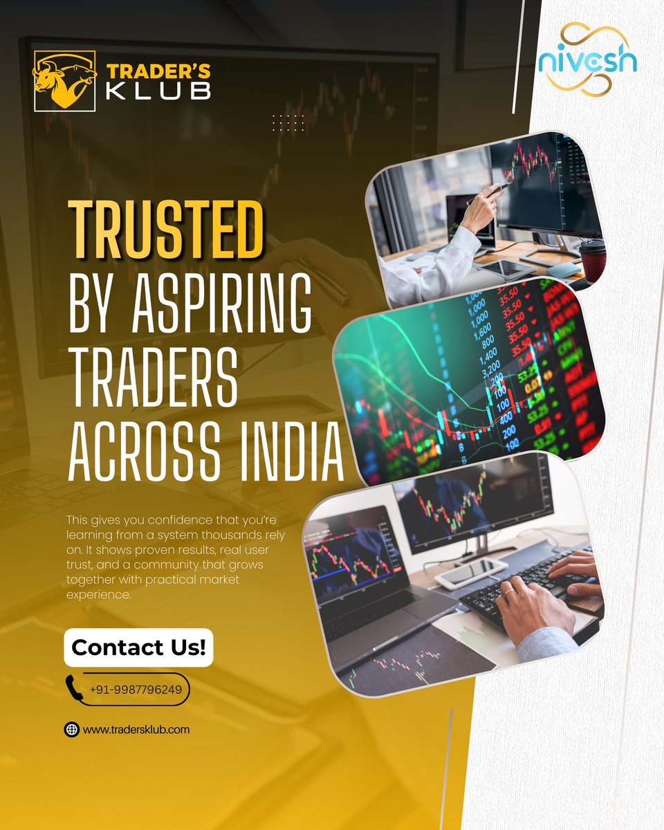 Wealthwithankit's tweet photo. Trusted by Aspiring Traders Across India 🇮🇳📈
Success in trading isn’t luck… it’s the result of the right guidance, proven strategies, and consistent execution.
At Trader’s Klub, we don’t just teach —
we build confident, disciplined &amp; profitable traders. https://t.co/rkBW3UmchZ